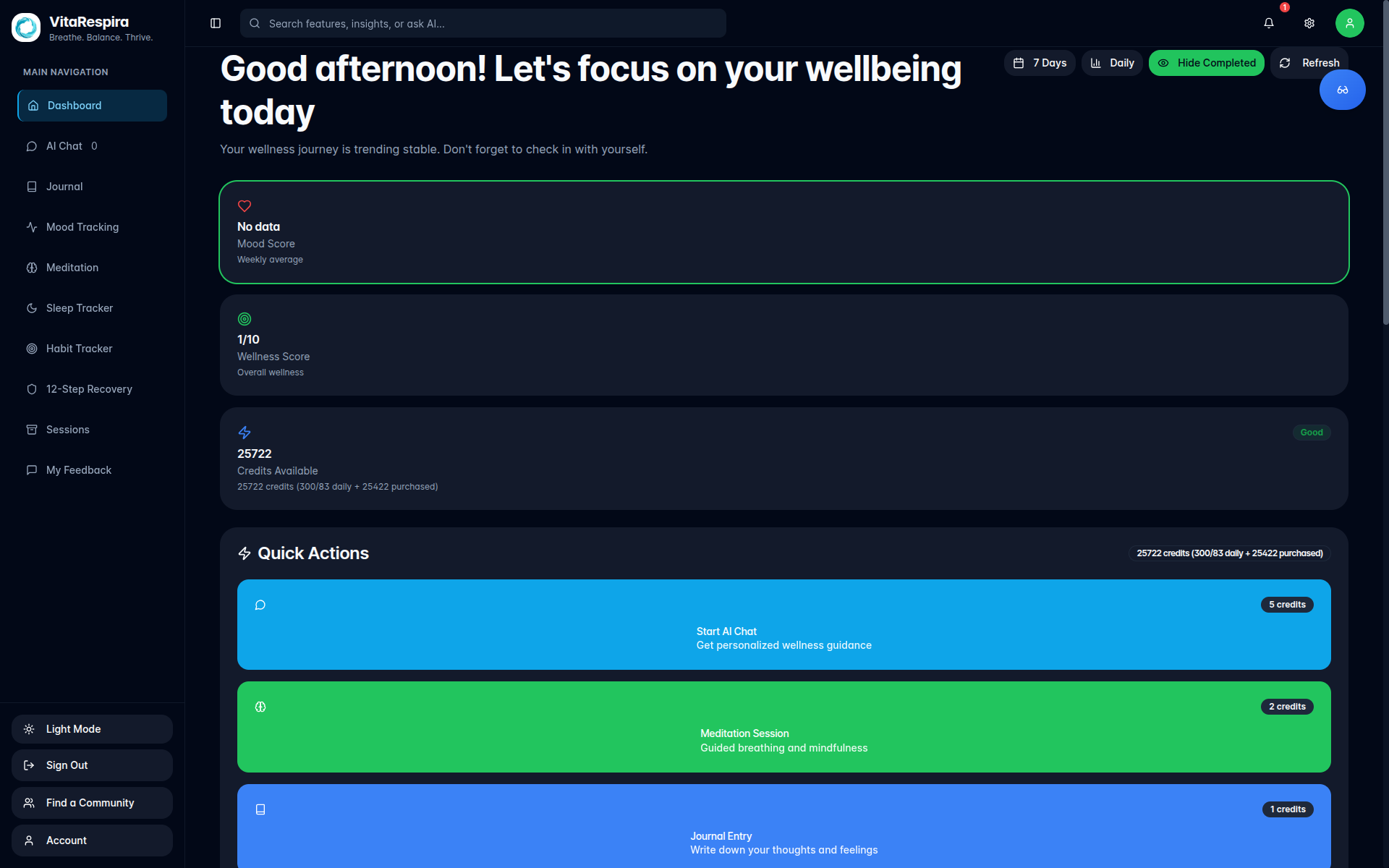 VitaRespira Dashboard